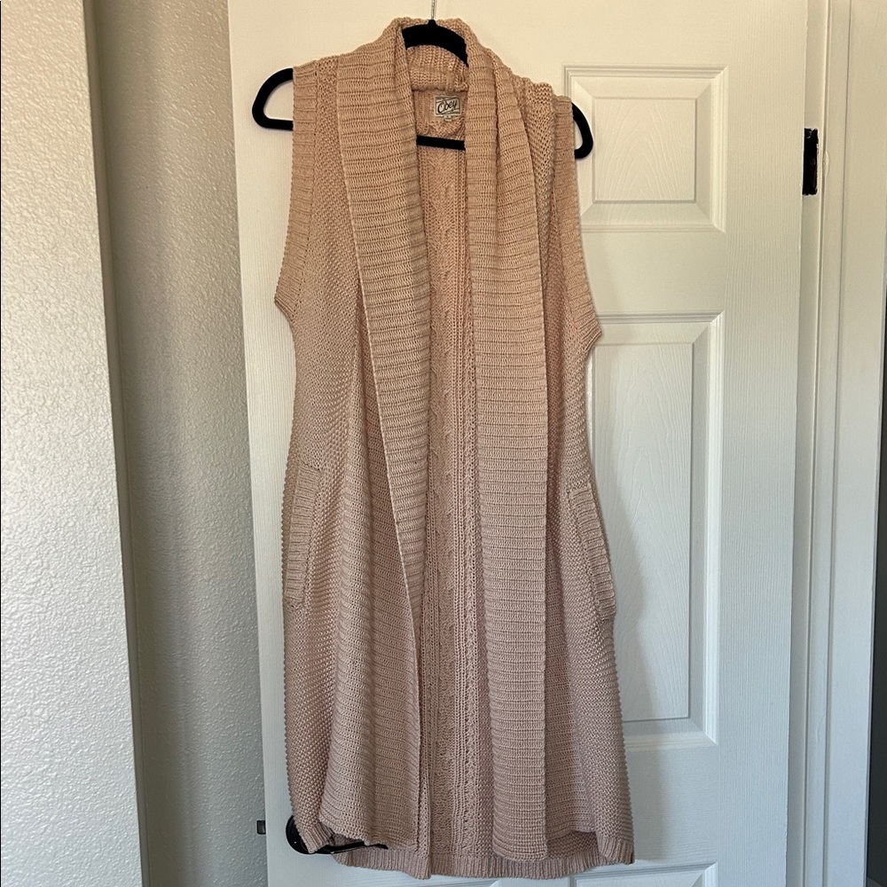 Obey Tan Sleeveless Cardigan